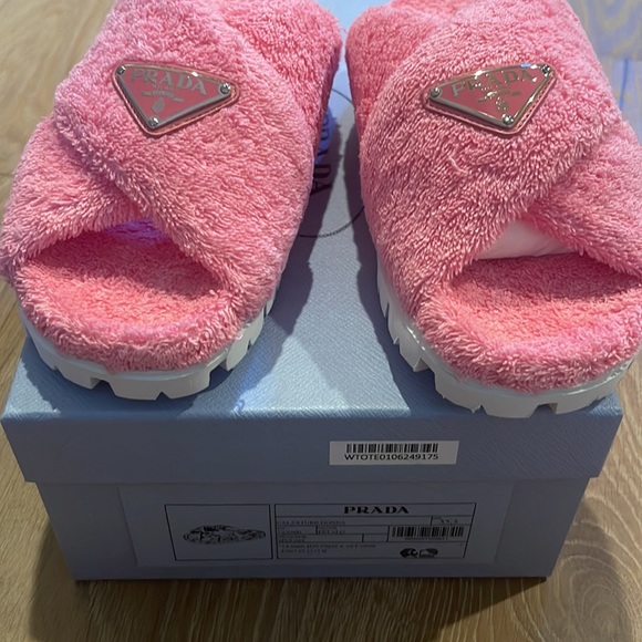 Prada Criss Cross Terry Fussbett Sandal - Picture 2 of 9